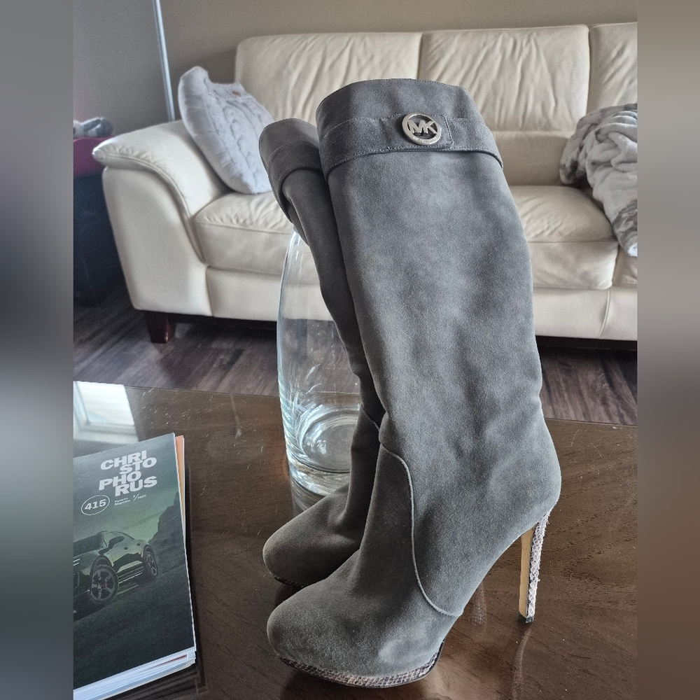 Michael Kors Gray Suede Knee-High Boots 8.5